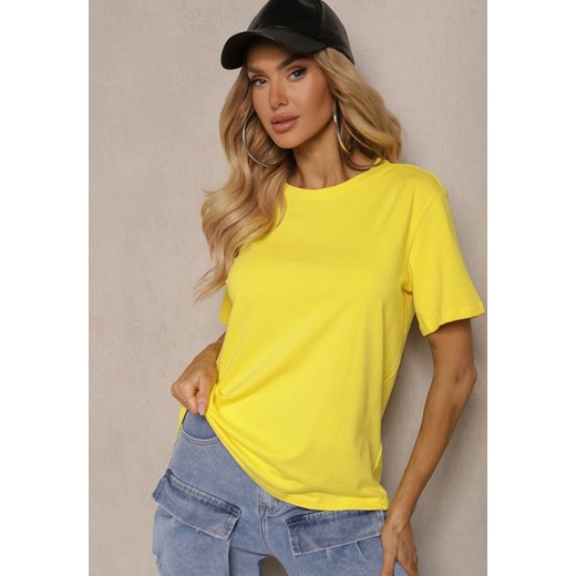 Żółty T-shirt z Krótkim Rękawem i Okrągłym Dekoltem Volksa ze sklepu renee.pl w kategorii Bluzki damskie - zdjęcie 179858847