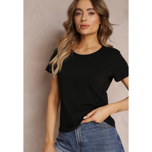 Czarny Bawełniany T-shirt Melinthe ze sklepu renee.pl w kategorii Bluzki damskie - zdjęcie 179858867