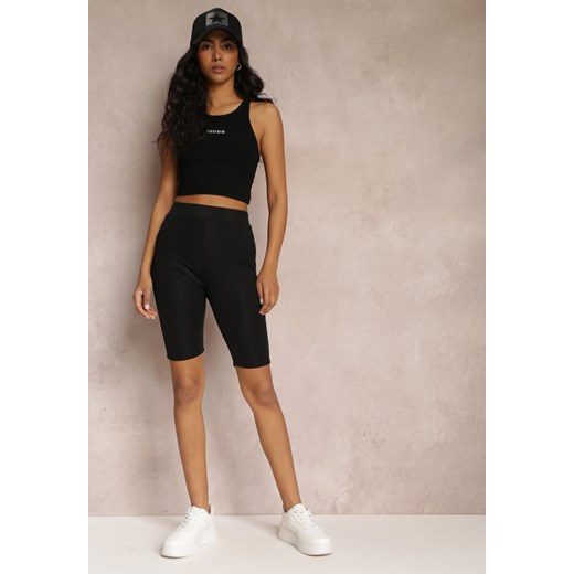 Czarne Dopasowane Szorty Biker z Gumką w Talii Netisa ze sklepu renee.pl w kategorii Szorty - zdjęcie 179861299