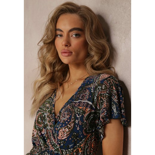 Sukienka wielokolorowa Renee mini casual rozkloszowana z krótkim rękawem 