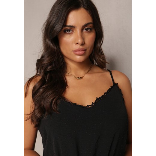 Czarny Top z Koronką z Tkaniny Plumeti Nalica Renee 2XL wyprzedaż renee.pl