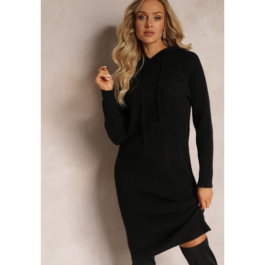 Sukienka Renee czarna midi z długimi rękawami 