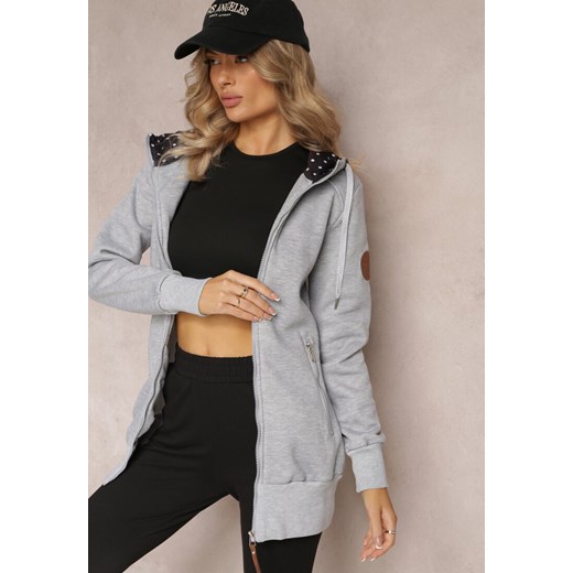 Jasnoszara Bluza z Kapturem i Polarem Halimins ze sklepu renee.pl w kategorii Bluzy damskie - zdjęcie 179871855