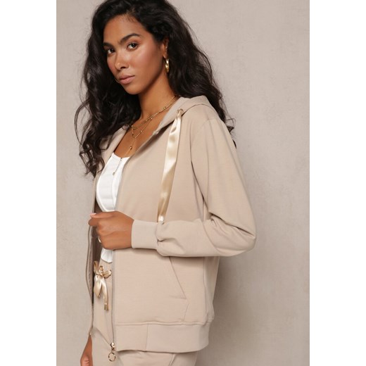 Ciemnobeżowa Rozsuwana Bluza z Kapturem Lecua Renee XS wyprzedaż renee.pl