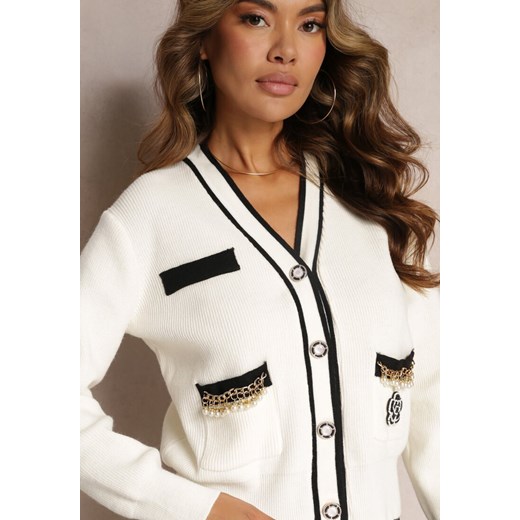 Sweter damski Renee biały z dekoltem w serek 