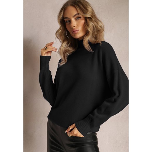 Czarny Golf Basic z Gładkiej Dzianiny Onda ze sklepu renee.pl w kategorii Swetry damskie - zdjęcie 179873455