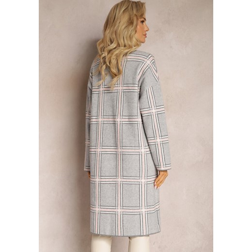 Sukienka Renee z długimi rękawami na spacer casual w kratkę 