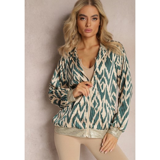 Ciemnozielona Połyskująca Bluza typu Bomberka Zasuwana Niatas Renee S okazja renee.pl