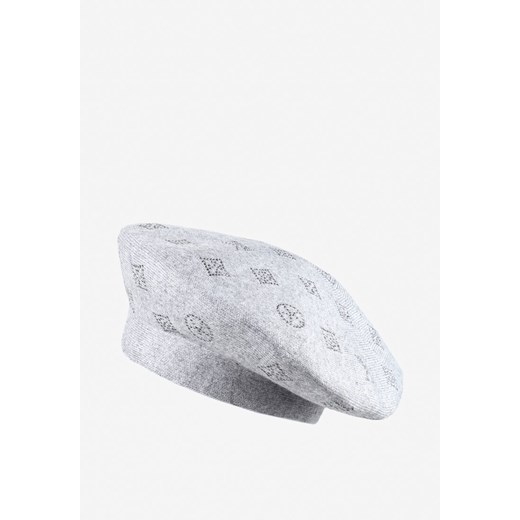 Szara Czapka Beret w Naszywki w Cyrkonie Nlaria ze sklepu renee.pl w kategorii Berety damskie - zdjęcie 179878966