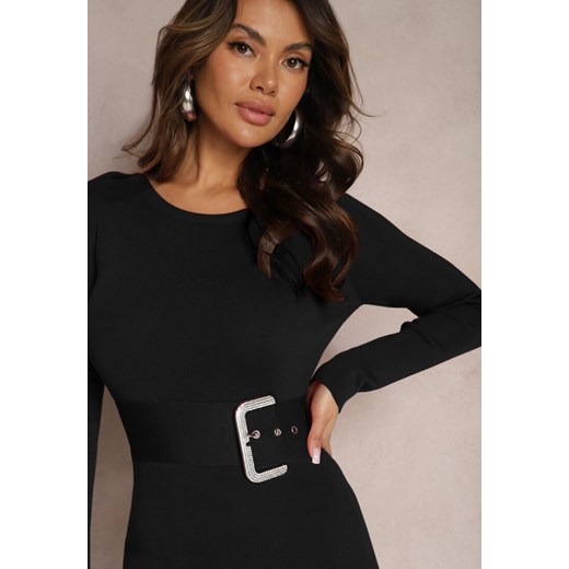 Sukienka Renee wiosenna z długim rękawem midi z tkaniny 