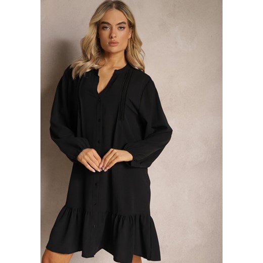 Czarna Koszulowa Sukienka Mini Galdra Renee 3XL wyprzedaż renee.pl