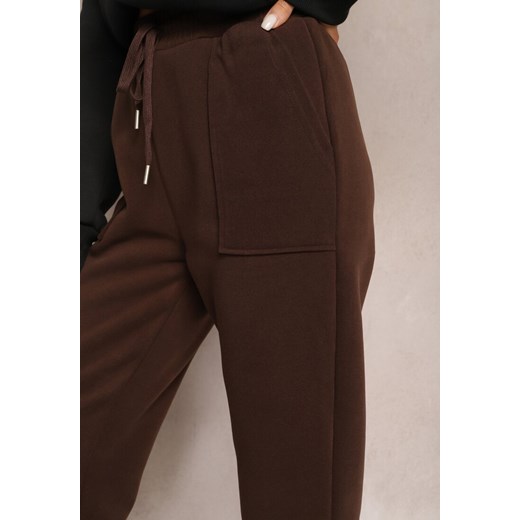 Brązowe Ocieplane Spodnie z Gumką w Pasie Prokana Renee XL okazyjna cena renee.pl