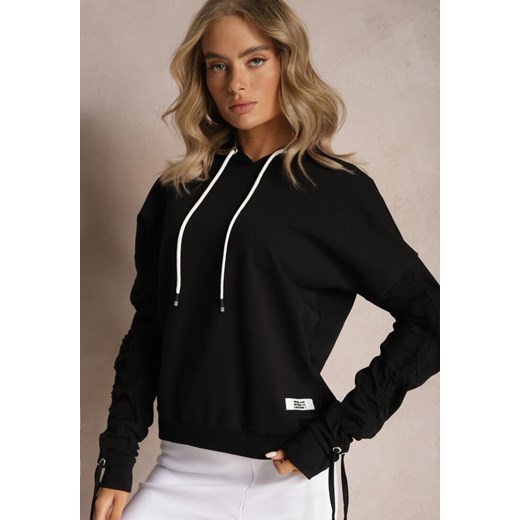 Czarna Bluza Bawełniana z Kapturem Dolcean ze sklepu renee.pl w kategorii Bluzy damskie - zdjęcie 179880285
