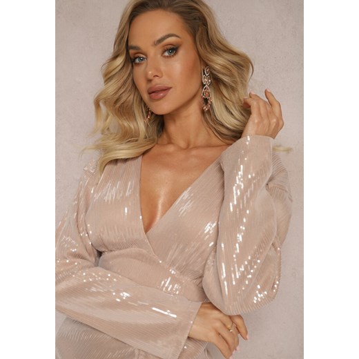 Sukienka Renee mini w serek z długimi rękawami 