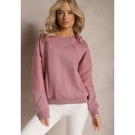 Ciemnoróżowa Bawełniana Bluza z Łańcuszkiem Eleutia ze sklepu renee.pl w kategorii Bluzy damskie - zdjęcie 179881757