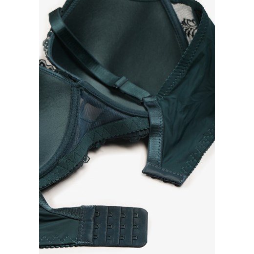 Ciemnozielony Klasyczny Biustonosz Ozdobiony Koronką Restane Renee 95D okazja renee.pl