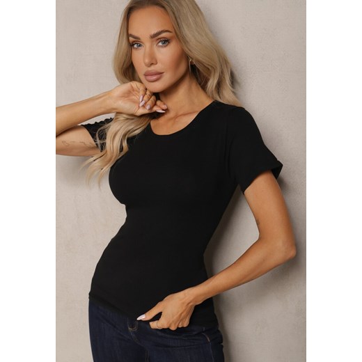 Czarny Klasyczny T-shirt z Bawełny Bilena ze sklepu renee.pl w kategorii Bluzki damskie - zdjęcie 179885189