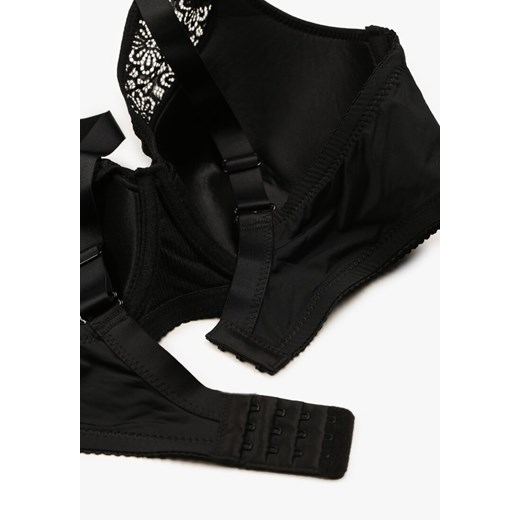 Czarny Koronkowy Biustonosz Full Cup z Ozdobnymi Cyrkoniami na Kokardce Renee 90D wyprzedaż renee.pl