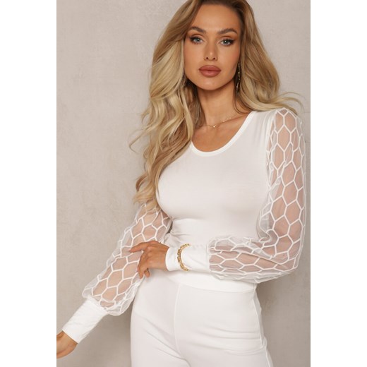 Bluzka damska Renee na wiosnę z długim rękawem z okrągłym dekoltem 
