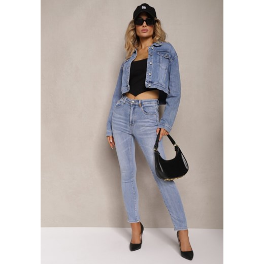 Jasnoniebieskie Jeansy High Waist o Dopasowanym Fasonie Skinny Langrea ze sklepu renee.pl w kategorii Jeansy damskie - zdjęcie 179893876