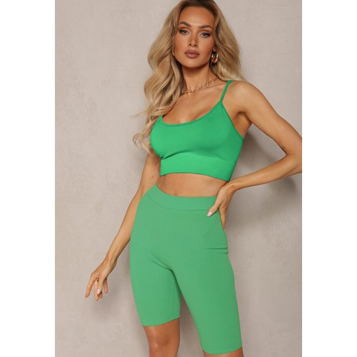 Zielone Sportowe Szorty Kolarki Prążkowane High Waist Steiama ze sklepu renee.pl w kategorii Szorty - zdjęcie 179894819