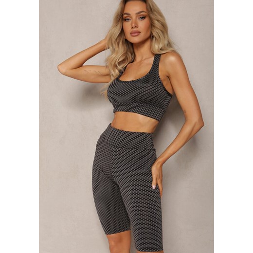 Ciemnoszare Kolarki Szorty High Waist Sportowe z Push-Up Calatrix ze sklepu renee.pl w kategorii Szorty - zdjęcie 179894986