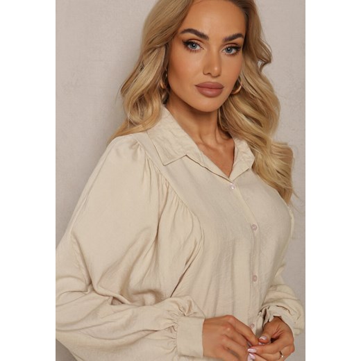 Jasnobeżowa Koszula Nietoperz z Wiskozą Caile Renee ONE SIZE promocyjna cena renee.pl