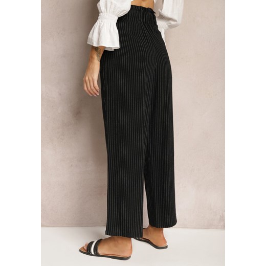 Czarne Spodnie Regular w Prążki High Waist Sallamia Renee XL renee.pl okazja