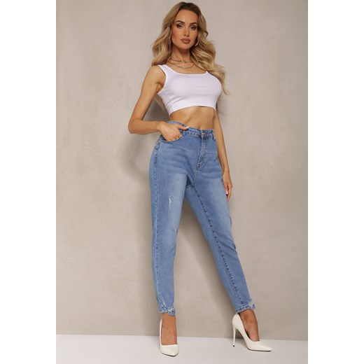 Niebieskie Jeansy Skinny Ozdobione Przedarciami Anacisua ze sklepu renee.pl w kategorii Jeansy damskie - zdjęcie 179897307
