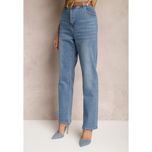 Niebieskie Jeansy Regular Push-Up z Paskiem z Klamrą Rosavita ze sklepu renee.pl w kategorii Jeansy damskie - zdjęcie 179897309