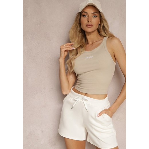 Białe Szorty High Waist przed Kolano Saxonia ze sklepu renee.pl w kategorii Szorty - zdjęcie 179897489
