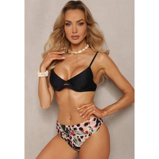 Czarny Strój Kąpielowy Bikini z Usztywnionym Biustonoszem i Wzorzystymi Figami Pialette ze sklepu renee.pl w kategorii Stroje kąpielowe - zdjęcie 179898719