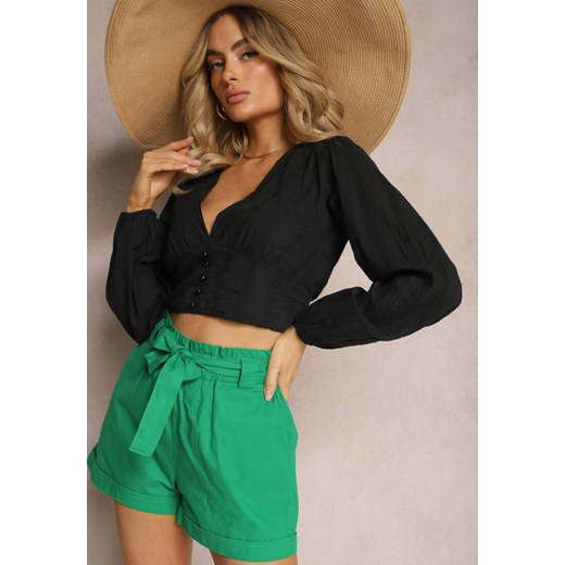 Zielone Szorty High Waist Wiązane w Pasie Gilalilena ze sklepu renee.pl w kategorii Szorty - zdjęcie 179899747