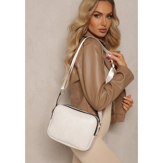 Beżowa Pikowana Torebka z Dwiema Komorami i Materiałowym Paskiem Crossbody Riola ze sklepu renee.pl w kategorii Listonoszki - zdjęcie 179900407