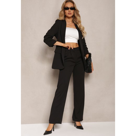 Czarne Spodnie Garniturowe z Lekko Rozszerzanymi Nogawkami Lienta ze sklepu renee.pl w kategorii Spodnie damskie - zdjęcie 179900679
