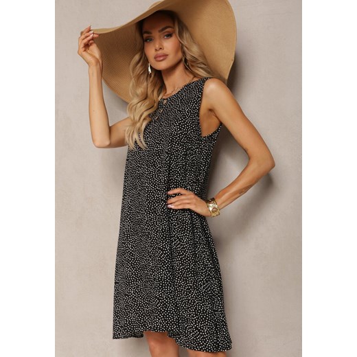 Sukienka Renee w serek casual czarna mini rozkloszowana