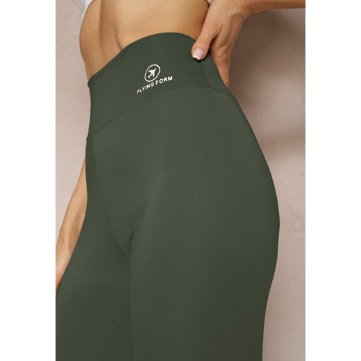 Ciemnozielone Legginsy High Waist z Gumką w Pasie Cloen Renee S promocja renee.pl