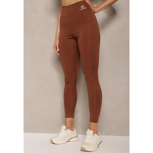 Brązowe Legginsy High Waist z Gumką w Pasie Cloen Renee S wyprzedaż renee.pl