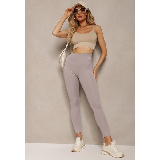 Szare Legginsy High Waist z Gumką w Pasie Cloen ze sklepu renee.pl w kategorii Spodnie damskie - zdjęcie 179903078
