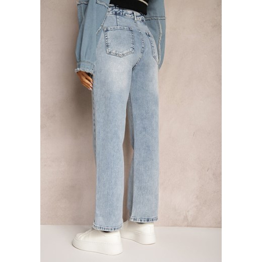 Niebieskie Jeansy Spodnie High Waist z Szerokimi Nogawkami Sancilla Renee XS wyprzedaż renee.pl