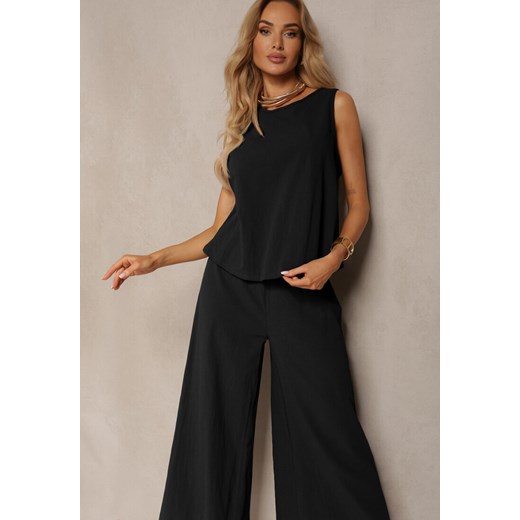 Czarny Komplet z Bawełny Spodnie Culottes i Luźny Top Tinelia Renee S promocyjna cena renee.pl
