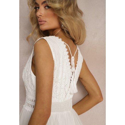 Sukienka biała Renee asymetryczna mini w serek na ramiączkach 