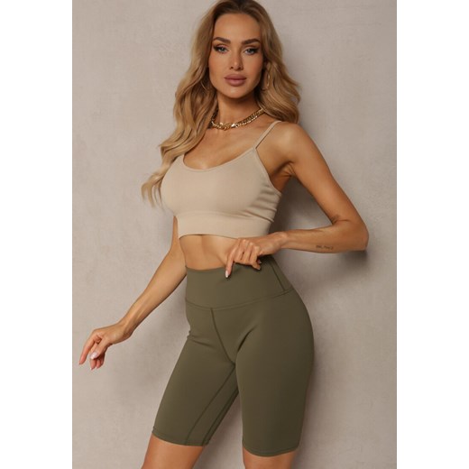 Ciemnozielone Szorty Kolarki High Waist z Elastycznego Materiału Nanestia ze sklepu renee.pl w kategorii Szorty - zdjęcie 179905188