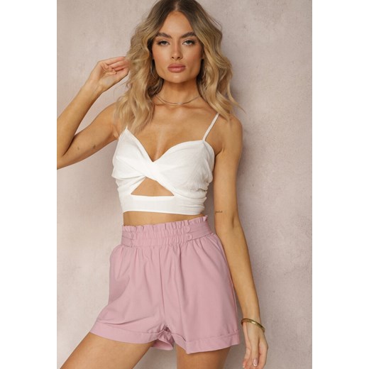 Ciemnoróżowe Szorty High Waist z Gumką w Pasie Kerpia ze sklepu renee.pl w kategorii Szorty - zdjęcie 179906857
