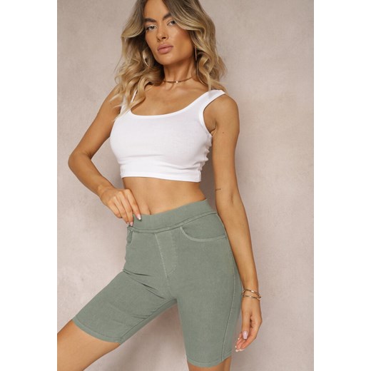 Zielone Szorty z Gumką w Pasie High Waist Lorolia ze sklepu renee.pl w kategorii Szorty - zdjęcie 179907306