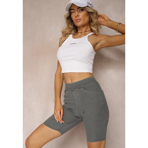 Szare Szorty z Gumką w Pasie High Waist Lorolia ze sklepu renee.pl w kategorii Szorty - zdjęcie 179907316