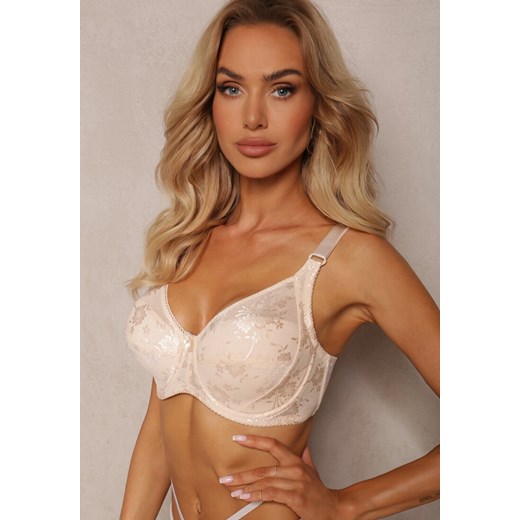 Jasnobeżowy Full Cup Biustonosz z Koronką Vikonie ze sklepu renee.pl w kategorii Biustonosze - zdjęcie 179910989