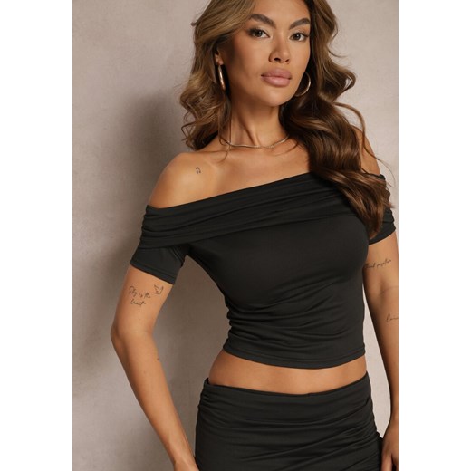 Czarny Komplet Bluzka Hiszpanka i Spodnie o Kroju Dzwonów Atanea Renee S promocyjna cena renee.pl