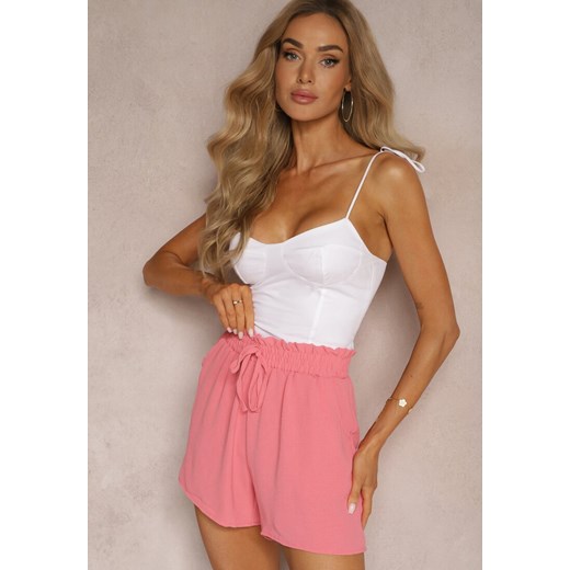 Różowe Casualowe Szorty Bermudy High Waist Wykończone Gumką w Pasie Otanea ze sklepu renee.pl w kategorii Szorty - zdjęcie 179913998