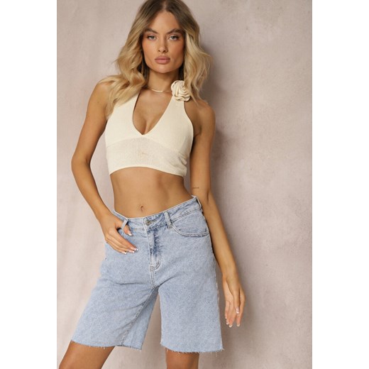 Jasnoniebieskie Jeansowe Szorty High Waist Bawełniane Nelaitha ze sklepu renee.pl w kategorii Szorty - zdjęcie 179914285